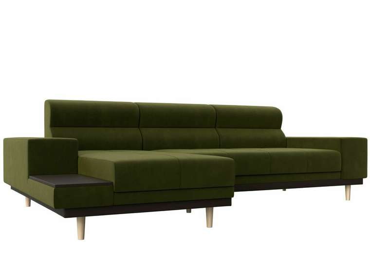 Угловой диван-кровать Леонардо зеленого цвета левый угол