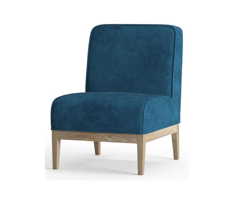 Кресло из велюра Арагорн синего цвета