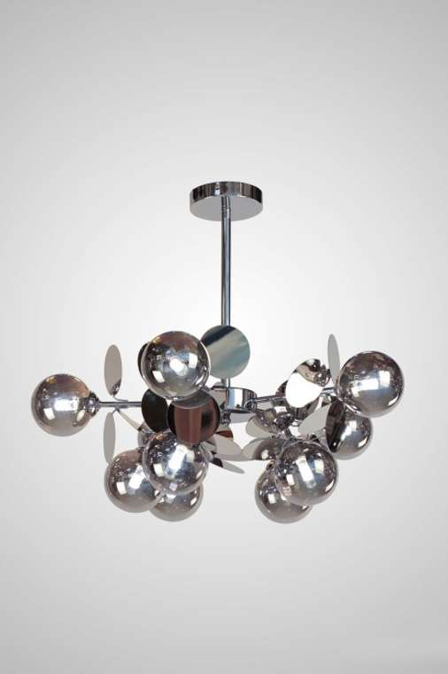 Потолочная люстра на штанге AM Group AM396 SP10 CHROM в форме шара