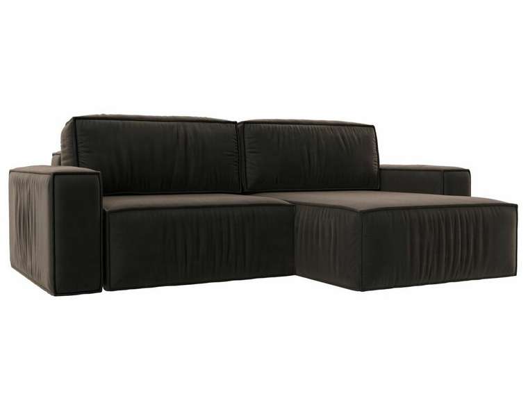 Угловой диван-кровать Прага классик коричневого цвета правый угол