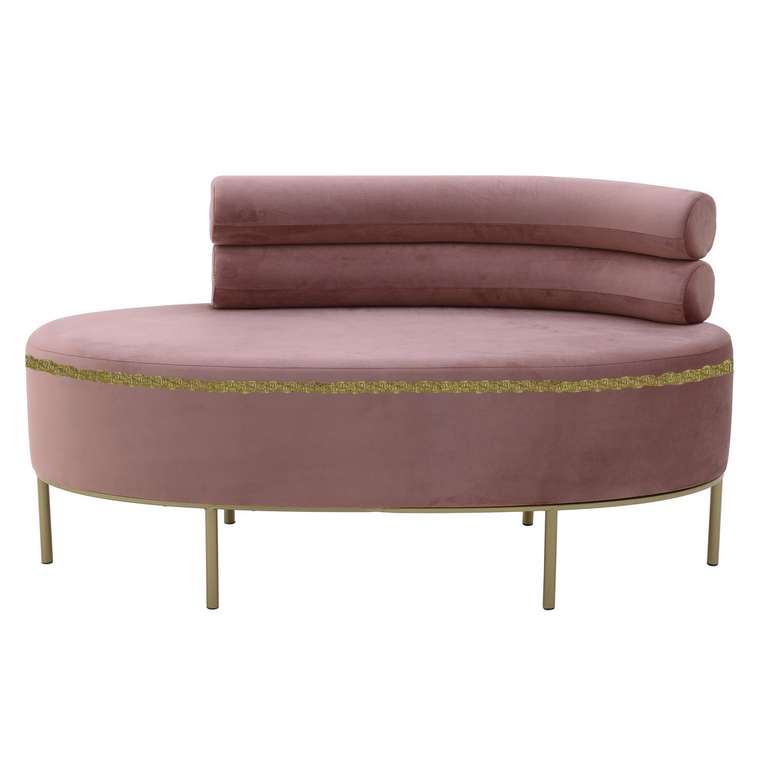 Банкетка розового цвета на металлических ножках