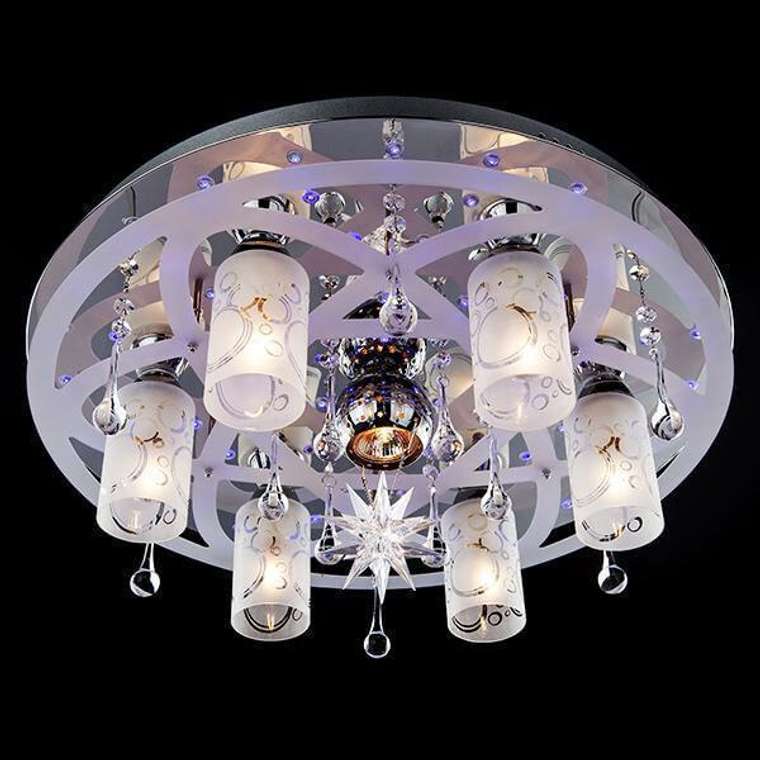 Люстра с LED подсветкой и пультом управления 70202/7 хром / синий + красный + фиолетовый