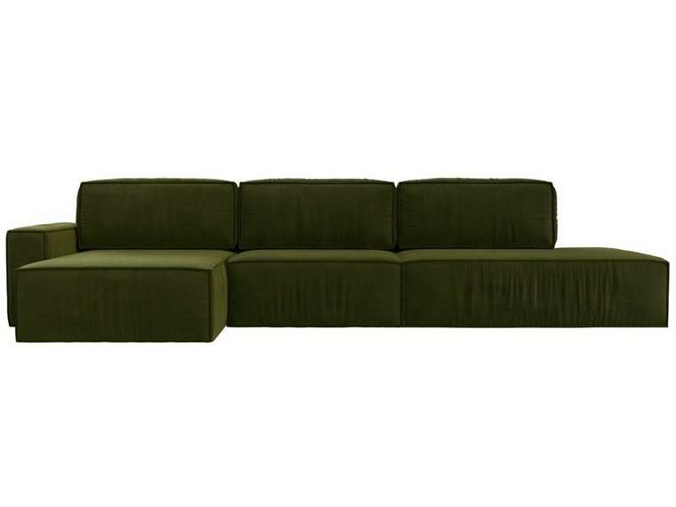 Угловой диван-кровать Прага модерн лонг зеленого цвета левый угол