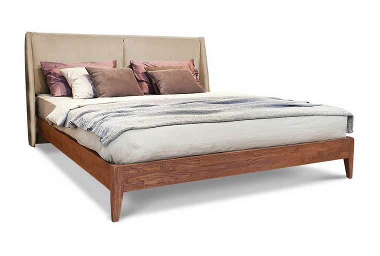 Кровать Сакраменто 200x200 коричнево-бежевого цвета без изголовья