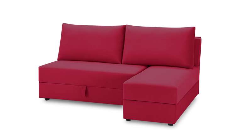 Угловой диван-кровать с оттоманкой Джелонг Лайт красного цвета