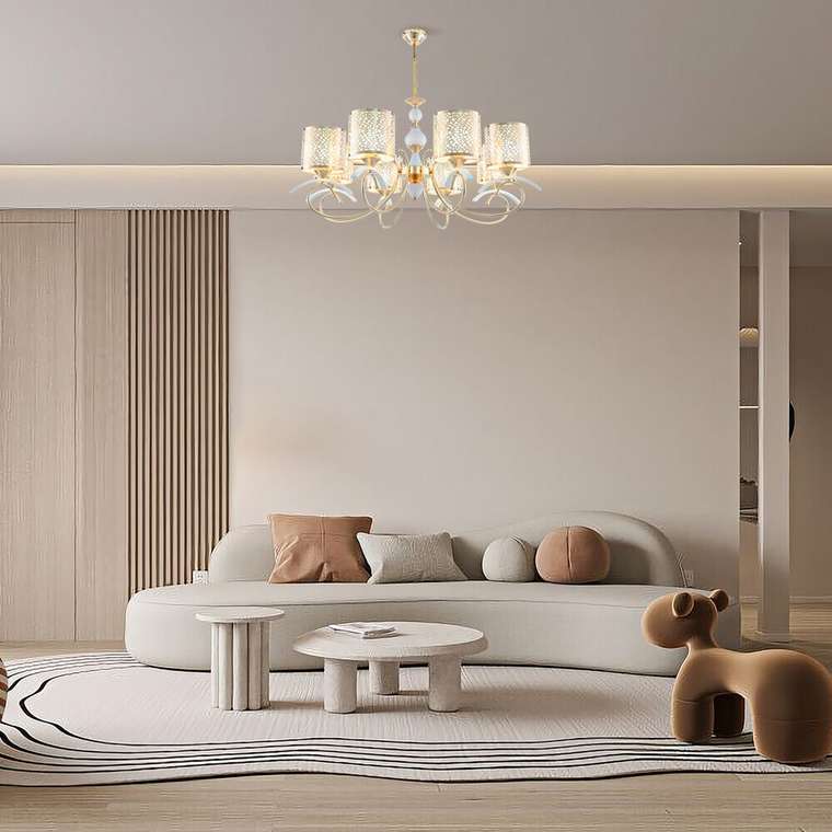 Подвесная люстра Florentia-9787 309787/8 Wh/Gd (дерево, цвет белый)