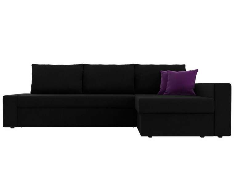 Угловой диван-кровать Версаль черного цвета правый угол