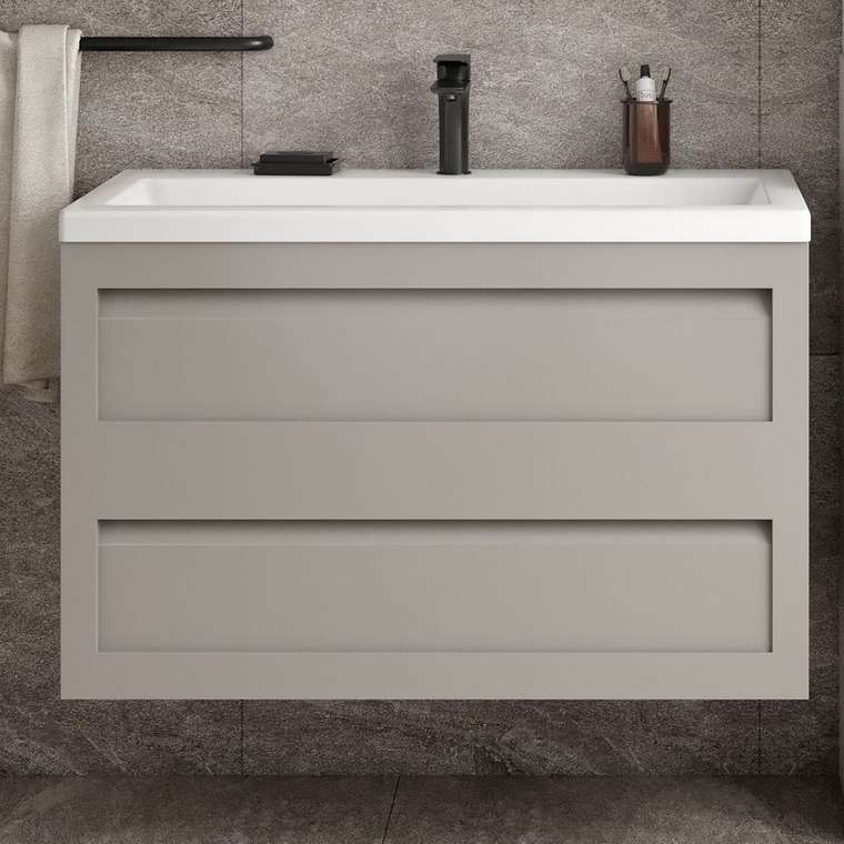 Тумба для комплекта Artamp;Max Platino 90, подвесная, светло-серая матовая