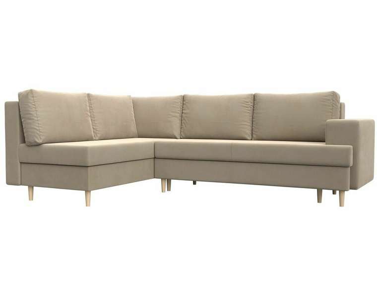 Угловой диван-кровать Сильвана бежевого цвета левый угол