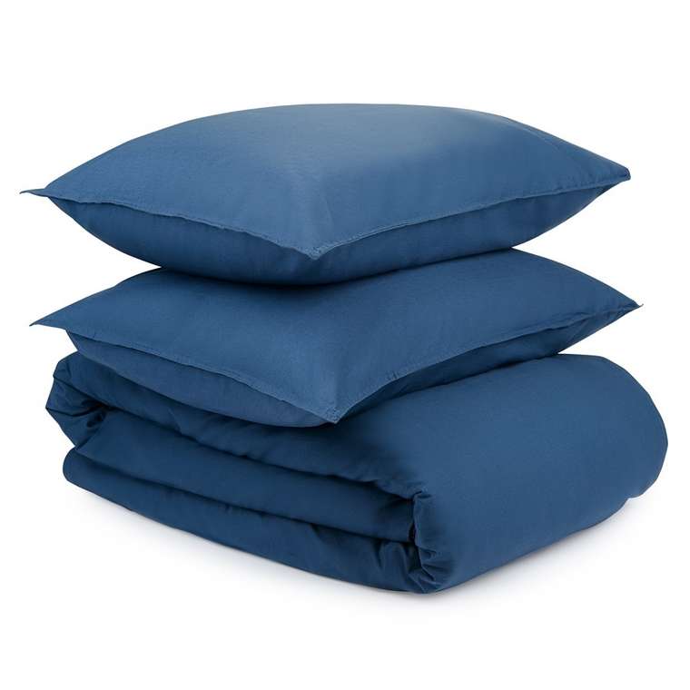 Комплект постельного белья двуспальный из органического стираного хлопка Essential синего цвета