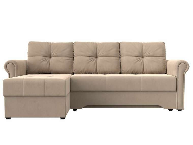 Угловой диван-кровать Леон бежевого цвета левый угол