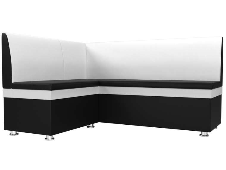 Угловой диван Уют бело-черного цвета (экокожа) левый угол