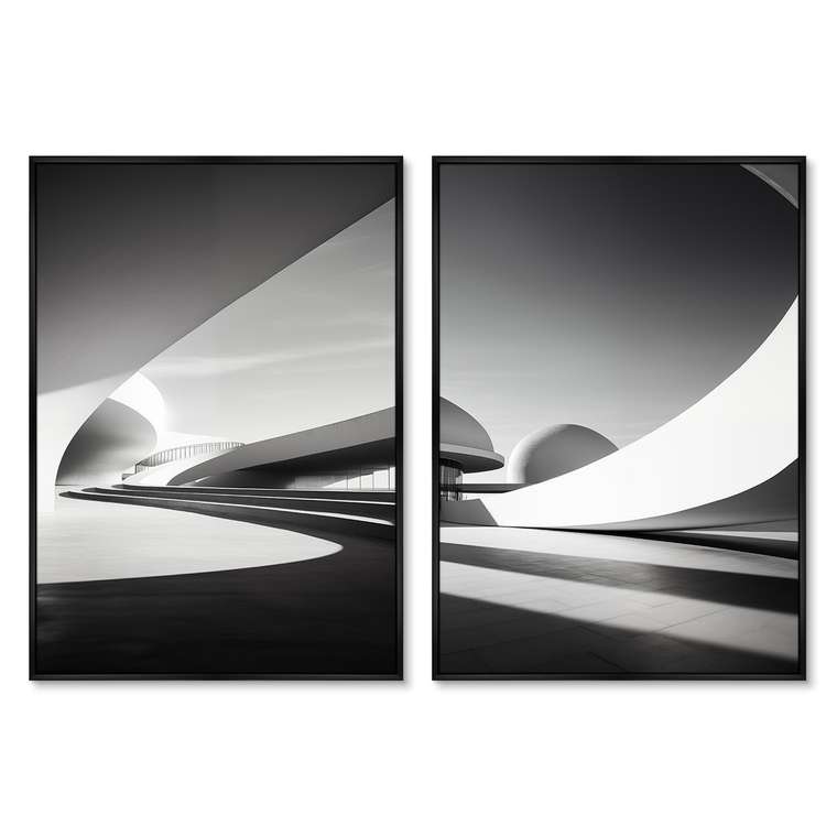 Набор из двух репродукций картин Architecture, curves of large arches, 2024г.