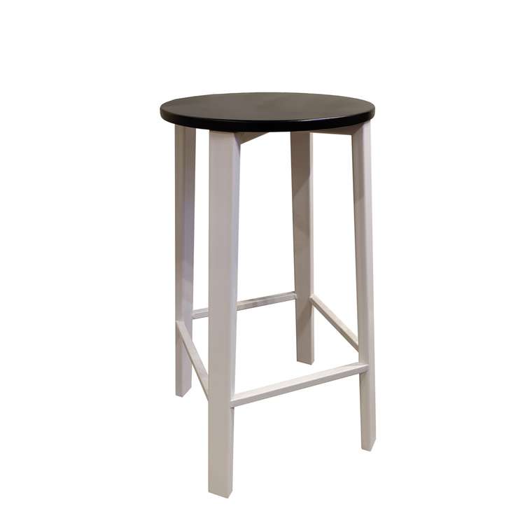 Полубарный стул-табурет Ван Дер Роэ черно-белого цвета