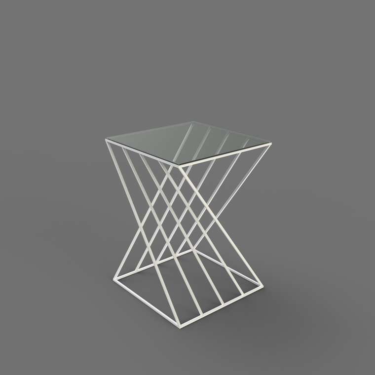 Журнальный столик "Adele" белый с зеркалом (450х450х450)