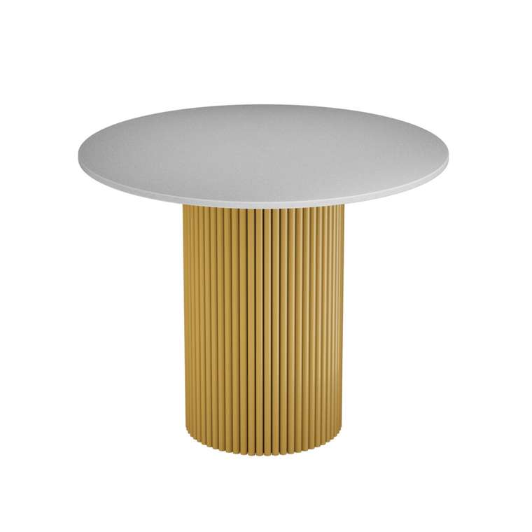 Обеденный стол Trubis Wood L 90 бело-золотого цвета