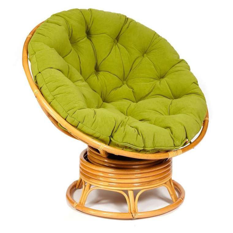 Кресло-качалка Papasan Honey с подушкой зеленого цвета