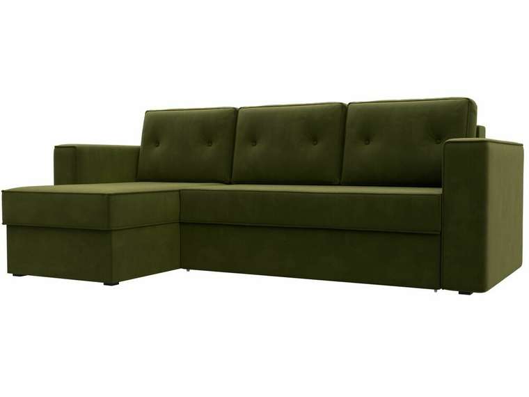 Угловой диван-кровать Принстон зеленого цвета левый угол 