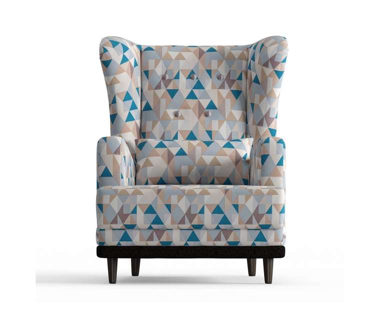 Кресло Лорд в обивке из микровелюра бежево-голубого цвета