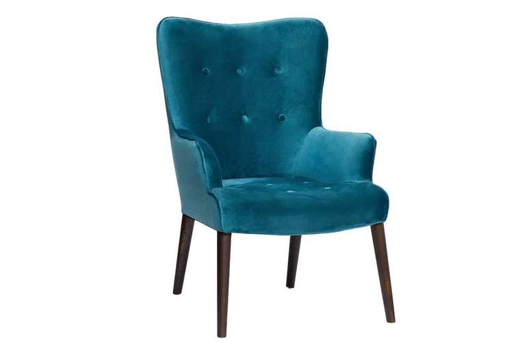 Кресло велюровое синего цвета