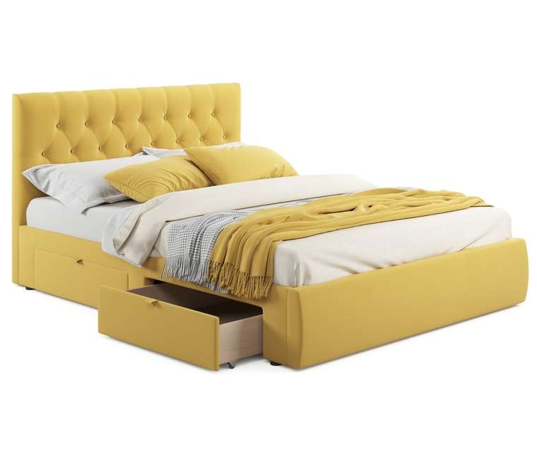 Кровать Verona 160х200 желтого цвета без подъемного механизма