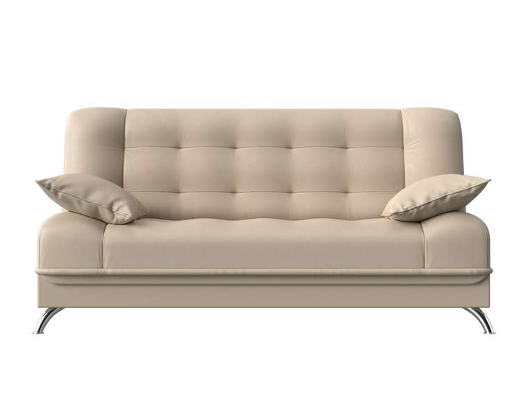 Прямой диван-кровать Анна бежевого цвета (экокожа)