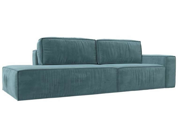 Прямой диван-кровать Прага модерн бирюзового цвета подлокотник справа