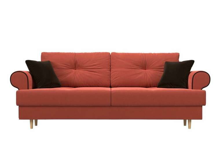 Прямой диван-кровать Сплин кораллового цвета