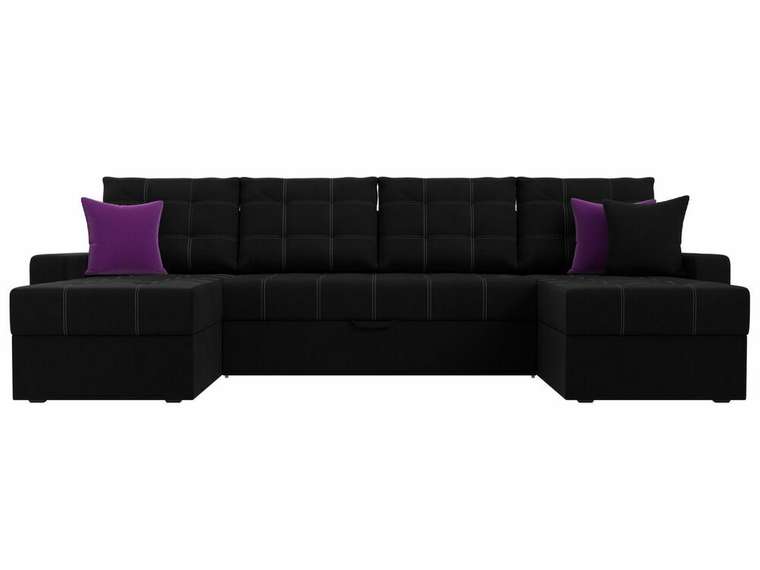 Угловой диван-кровать Ливерпуль черного цвета