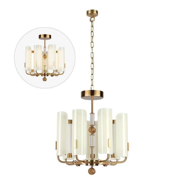 Подвесная/потолочная люстра Odeon Light Lion 5467/35L белый/коричневый/античная бронза/металл/стекло/декор металл LED x 35W (5W*7) 3000K