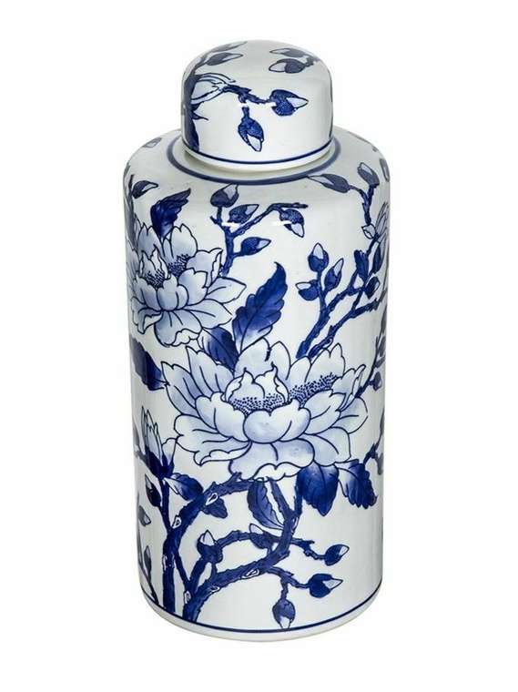 Фарфоровая ваза M бело-синего цвета