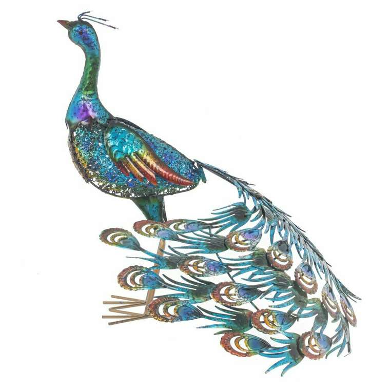 Фигура декоративная Павлин синего цвета