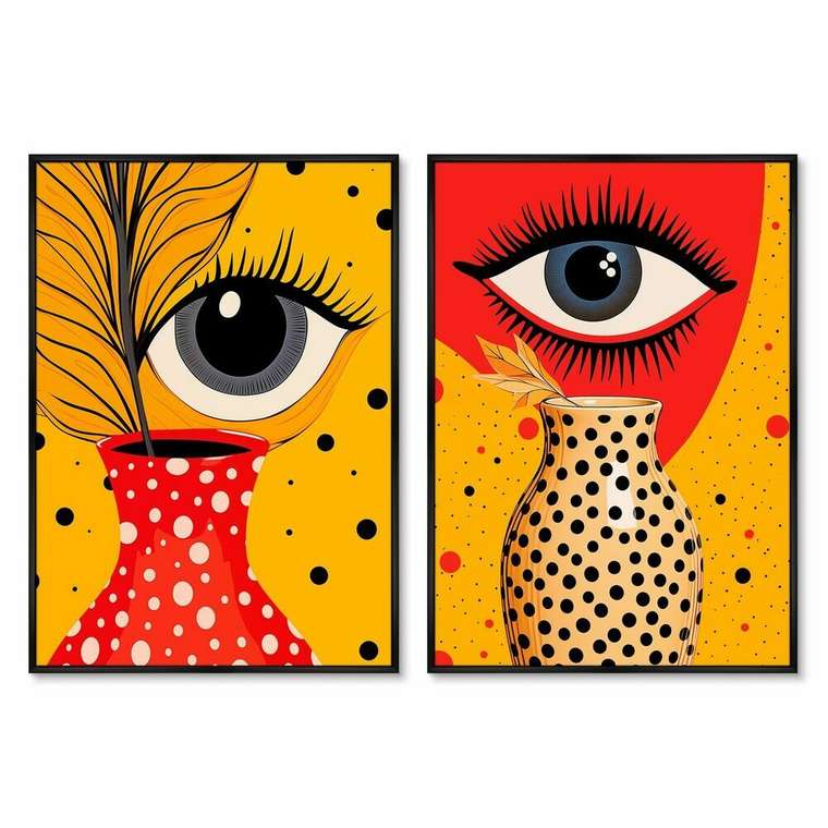 Набор из двух репродукций картин Vase and Eyes, 2024г.