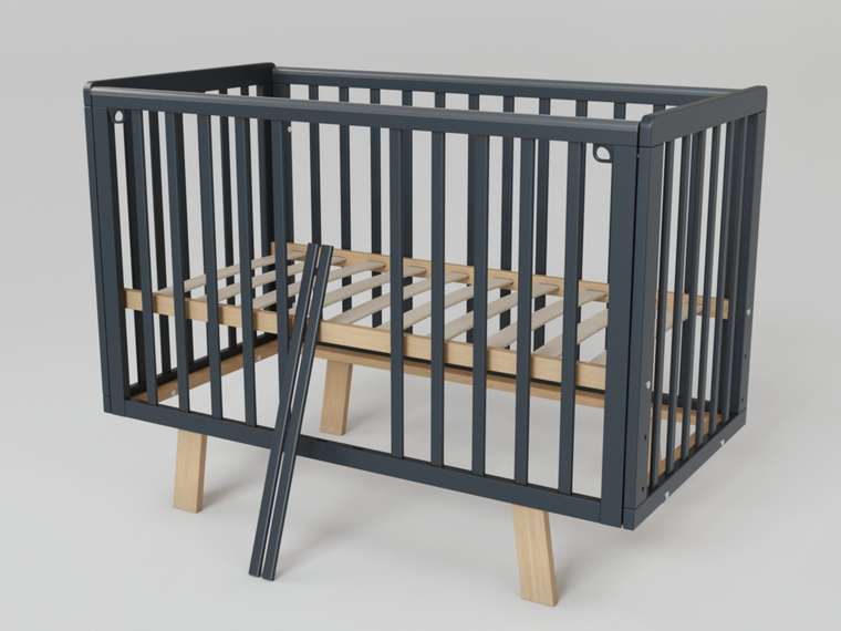 Кроватка для новорожденного Anniken 60х120 темно-серого цвета