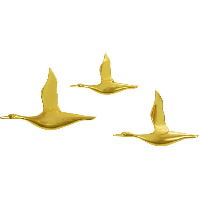 Набор из трех настенных украшений Duck золотого цвета