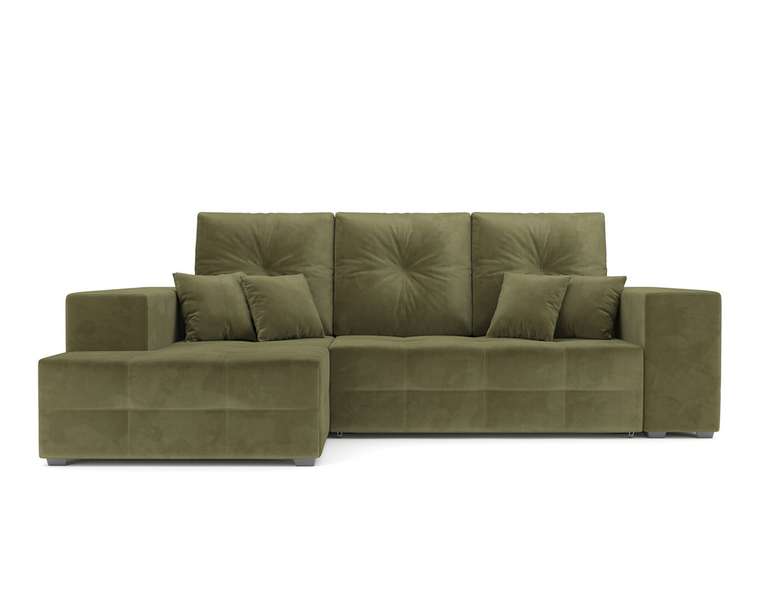 Угловой диван-кровать Монреаль зеленого цвета левый угол
