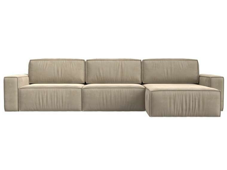 Угловой диван-кровать Прага Классик лонг бежевого цвета правый угол