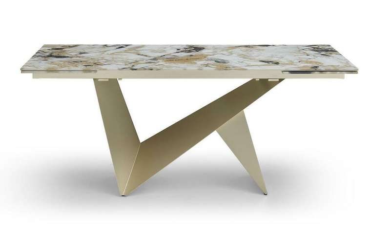 Раздвижной обеденный стол Portofino Champagne 160х90 серо-бежевого цвета