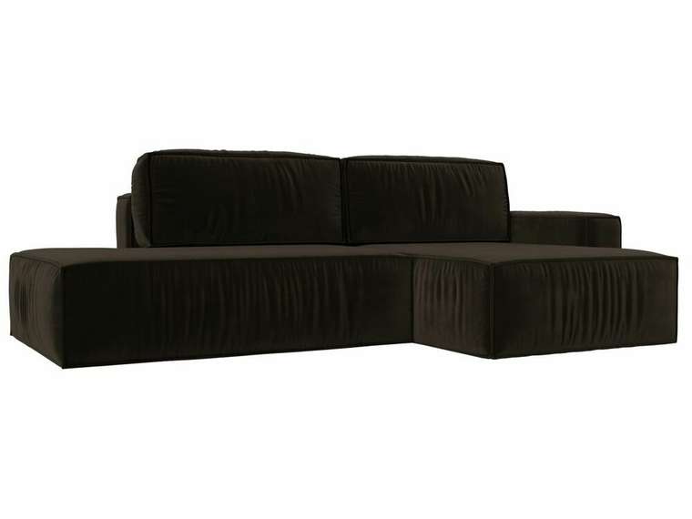 Угловой диван-кровать Прага модерн коричневого цвета правый угол