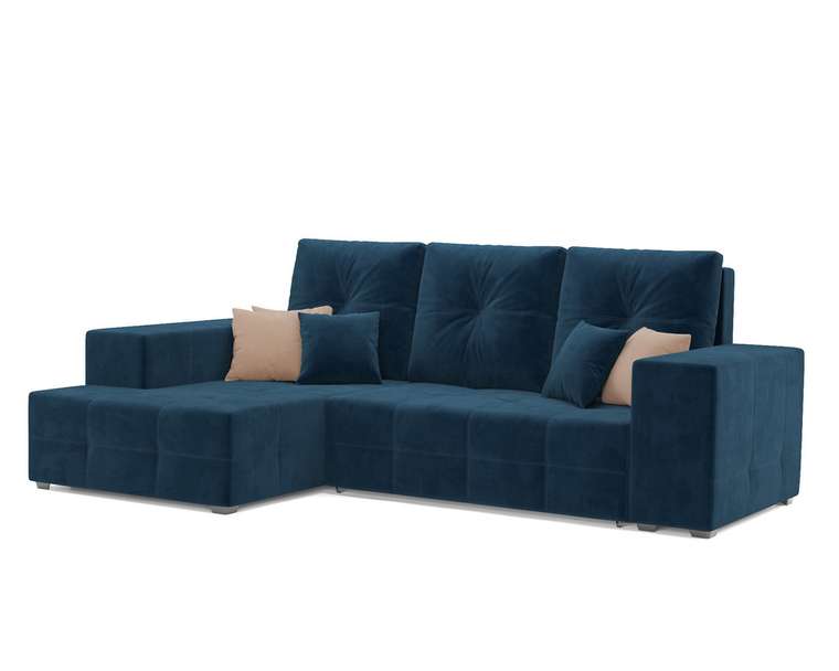 Угловой диван-кровать Монреаль темно-синего цвета левый угол