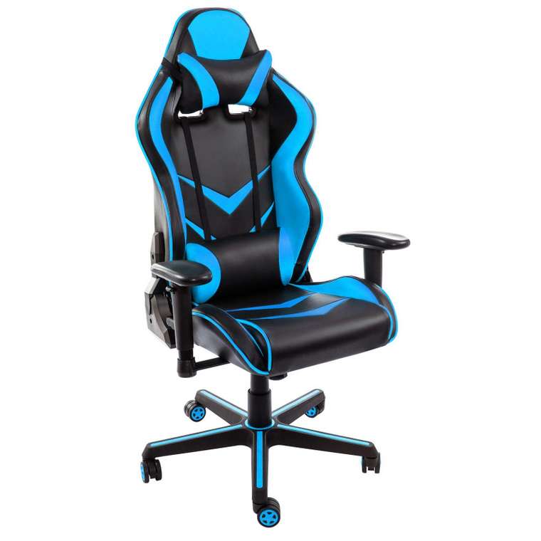 Компьютерное кресло Racer черно-голубого цвета