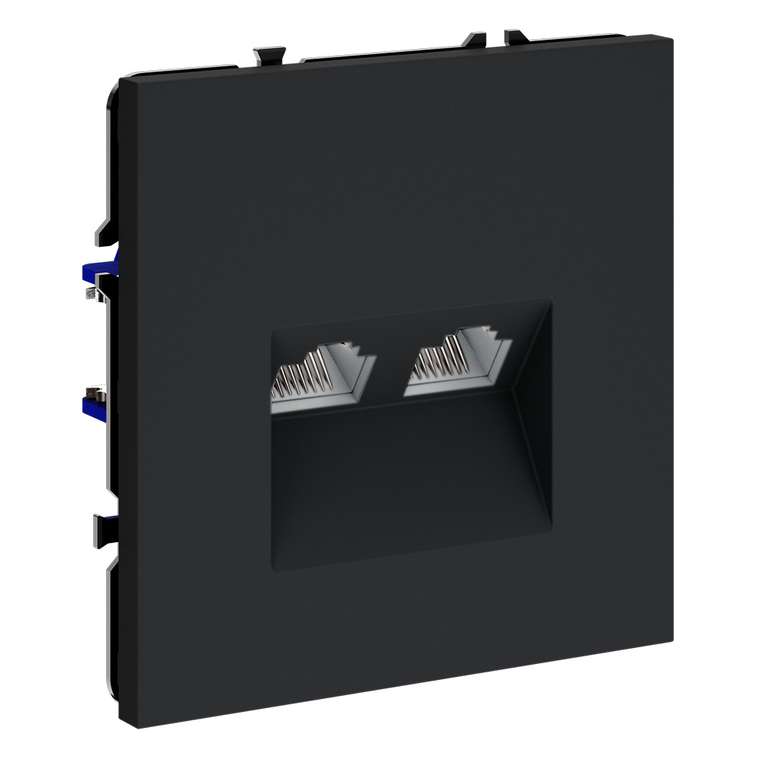 Розетка компьютерная встраиваемая VOLTUM S70 двойная RJ45+RJ45 кат.6, (графит)