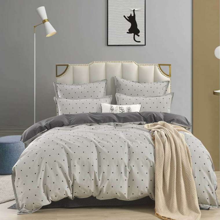 Комплект постельного белья Модерн №43 160х220 серого цвета