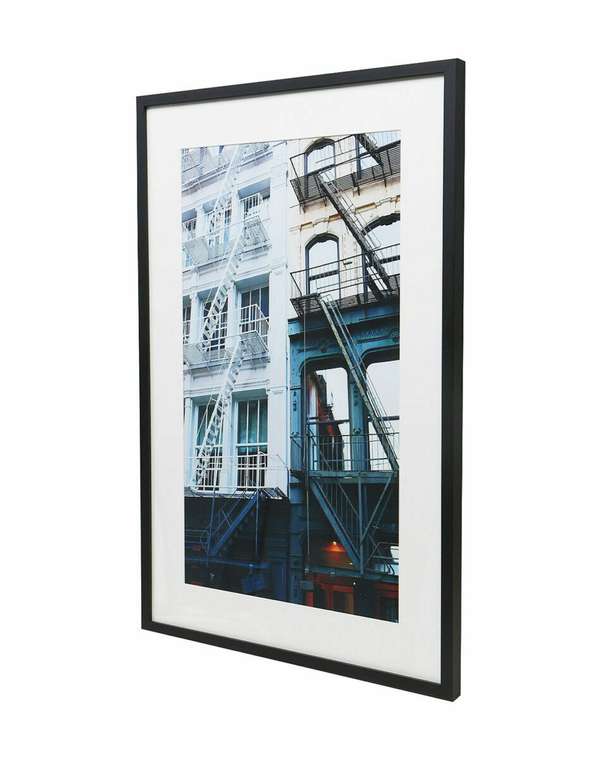 Интерьерный постер Fire Escapes 60х90 голубого цвета
