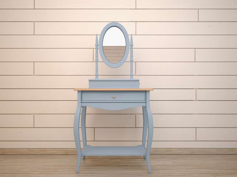 Голубой туалетный столик "Leontina" с зеркалом