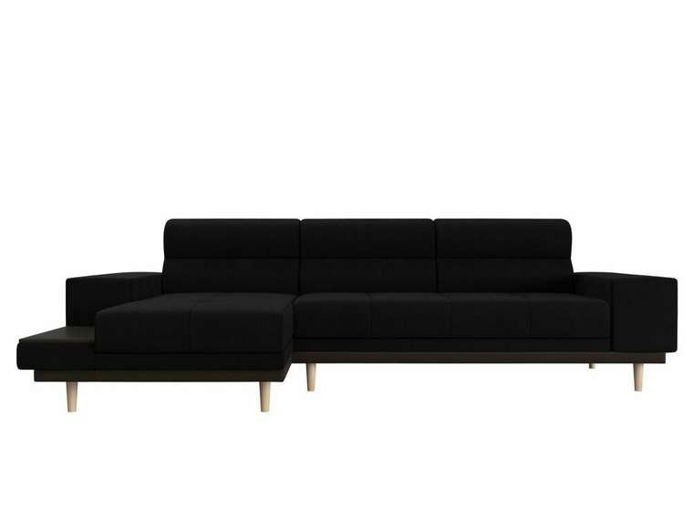 Угловой диван-кровать Леонардо черного цвета левый угол