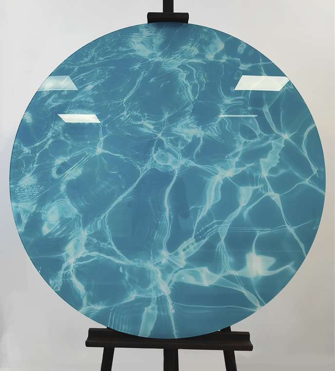 Картина Sea Mood d100 на закаленном стекле голубого цвета