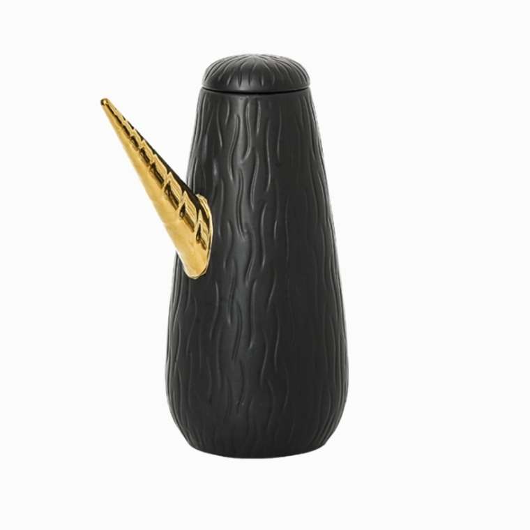 Декоративный горшок Long Mouth черный высота 31