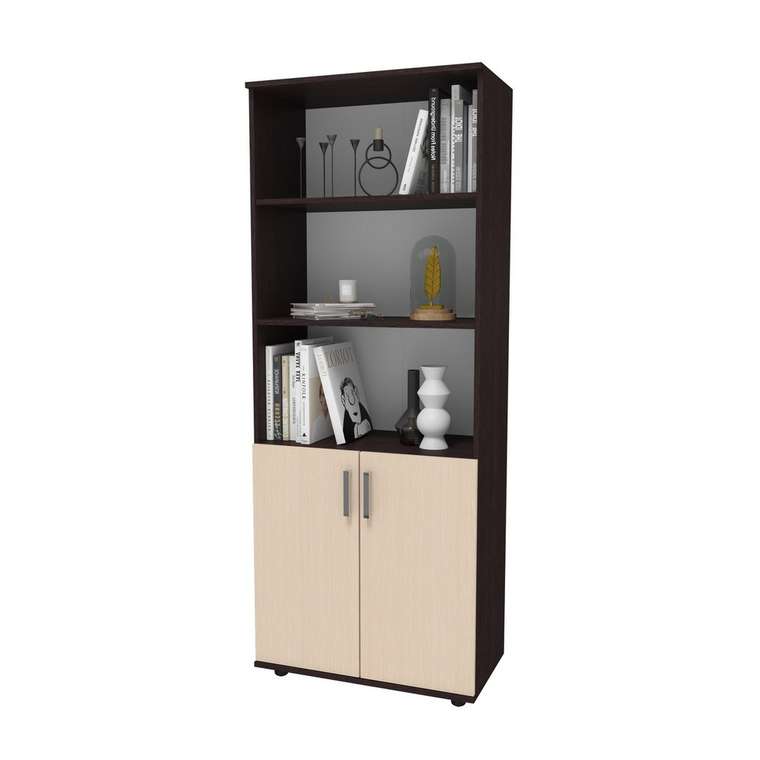 Книжный шкаф бежево-коричневого цвета