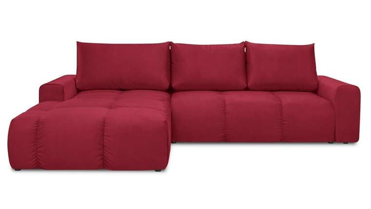 Угловой диван-кровать с оттоманкой Венто красного цвета